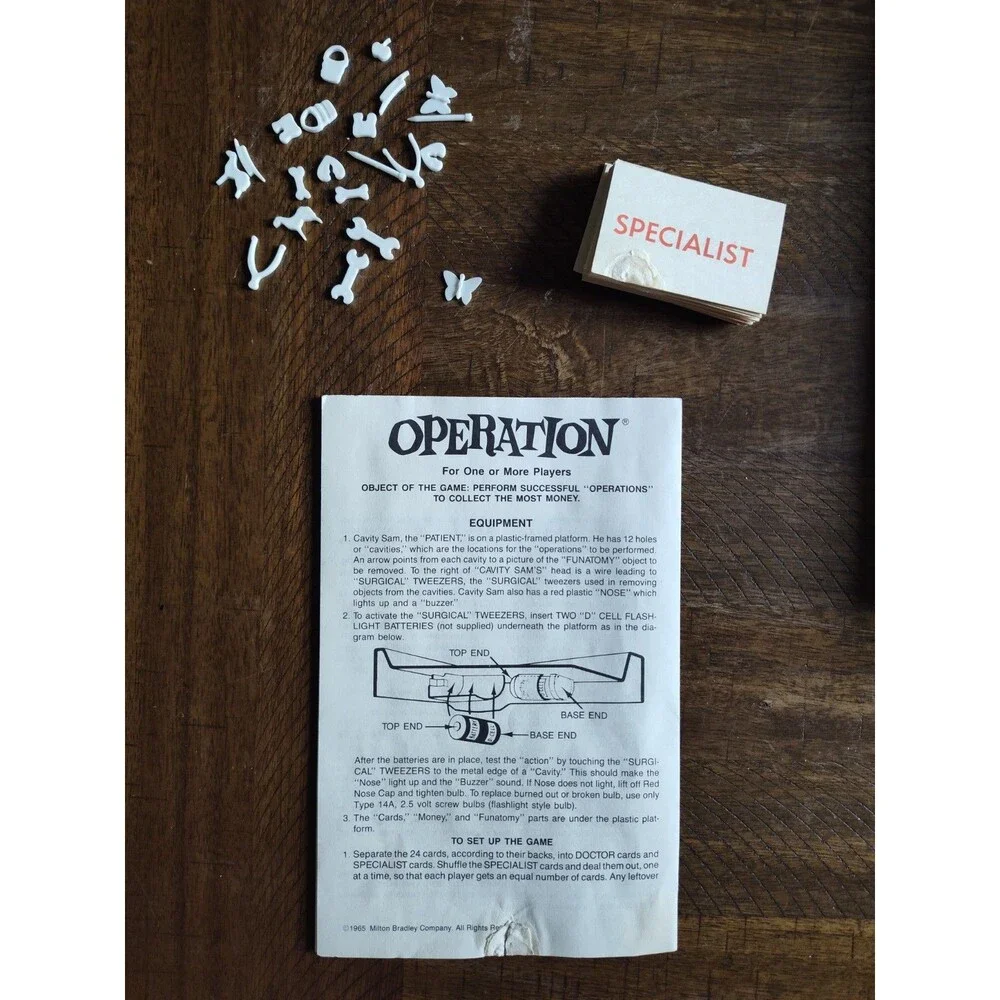 VTG 1965 Operation- Electronic Skill Board Game, Smoking Doctor, UNTESTED